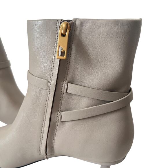 Franco Sarto Marnie Kitten Heel Pointed Toe Gray Leather Ankle Booties Size 8.5 - Picture 6 of 11